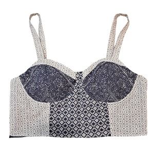 American Eagle Soft Cup Crop Top Size L Blue/Cream